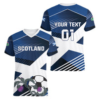 Custom Scotland 2024 Football Women V-Neck T-Shirt 2024 Go Champions - Wonder Print Shop