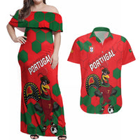 Custom Portugal 2024 Football Couples Matching Off Shoulder Maxi Dress and Hawaiian Shirt 2024 Go Champions - Wonder Print Shop