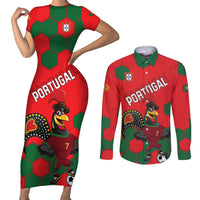 Custom Portugal 2024 Football Couples Matching Short Sleeve Bodycon Dress and Long Sleeve Button Shirt 2024 Go Champions - Wonder Print Shop