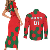 Custom Portugal 2024 Football Couples Matching Short Sleeve Bodycon Dress and Long Sleeve Button Shirt 2024 Go Champions - Wonder Print Shop