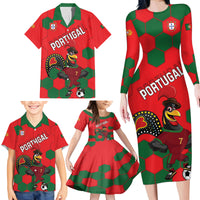 Custom Portugal 2024 Football Family Matching Long Sleeve Bodycon Dress and Hawaiian Shirt 2024 Go Champions - Wonder Print Shop