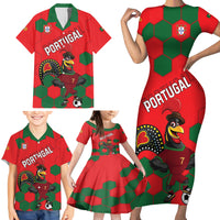 Custom Portugal 2024 Football Family Matching Short Sleeve Bodycon Dress and Hawaiian Shirt 2024 Go Champions - Wonder Print Shop