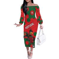 Custom Portugal 2024 Football Off The Shoulder Long Sleeve Dress 2024 Go Champions - Wonder Print Shop