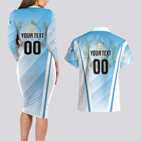 Custom Rugby Guatemala Couples Matching Long Sleeve Bodycon Dress and Hawaiian Shirt Jaguares Go Champions