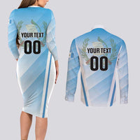 Custom Rugby Guatemala Couples Matching Long Sleeve Bodycon Dress and Long Sleeve Button Shirt Jaguares Go Champions