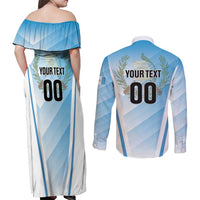 Custom Rugby Guatemala Couples Matching Off Shoulder Maxi Dress and Long Sleeve Button Shirt Jaguares Go Champions