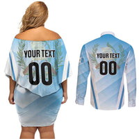 Custom Rugby Guatemala Couples Matching Off Shoulder Short Dress and Long Sleeve Button Shirt Jaguares Go Champions