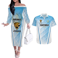 Custom Rugby Guatemala Couples Matching Off The Shoulder Long Sleeve Dress and Hawaiian Shirt Jaguares Go Champions
