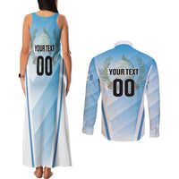 Custom Rugby Guatemala Couples Matching Tank Maxi Dress and Long Sleeve Button Shirt Jaguares Go Champions