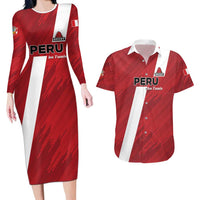 Custom Rugby Peru Couples Matching Long Sleeve Bodycon Dress and Hawaiian Shirt Los Tumis Go Champions