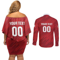 Custom Rugby Peru Couples Matching Off Shoulder Short Dress and Long Sleeve Button Shirt Los Tumis Go Champions