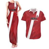 Custom Rugby Peru Couples Matching Tank Maxi Dress and Hawaiian Shirt Los Tumis Go Champions