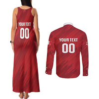 Custom Rugby Peru Couples Matching Tank Maxi Dress and Long Sleeve Button Shirt Los Tumis Go Champions