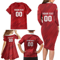 Custom Rugby Peru Family Matching Long Sleeve Bodycon Dress and Hawaiian Shirt Los Tumis Go Champions