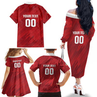 Custom Rugby Peru Family Matching Off The Shoulder Long Sleeve Dress and Hawaiian Shirt Los Tumis Go Champions