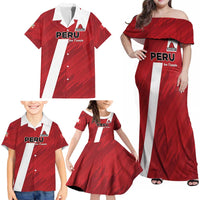 Custom Rugby Peru Family Matching Off Shoulder Maxi Dress and Hawaiian Shirt Los Tumis Go Champions