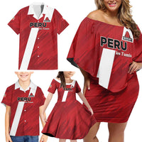 Custom Rugby Peru Family Matching Off Shoulder Short Dress and Hawaiian Shirt Los Tumis Go Champions