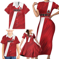 Custom Rugby Peru Family Matching Short Sleeve Bodycon Dress and Hawaiian Shirt Los Tumis Go Champions