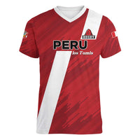 Custom Rugby Peru Women V-Neck T-Shirt Los Tumis Go Champions