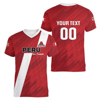 Custom Rugby Peru Women V-Neck T-Shirt Los Tumis Go Champions