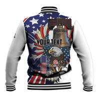 Personalized USA 4th Of July Baseball Jacket United State Eagle Liberty Bell