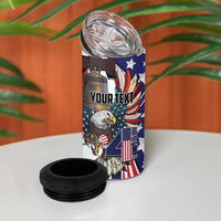 Personalized USA 4th Of July 4 in 1 Can Cooler Tumbler United State Eagle Liberty Bell
