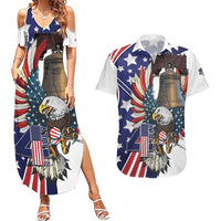 Personalized USA 4th Of July Couples Matching Summer Maxi Dress and Hawaiian Shirt United State Eagle Liberty Bell