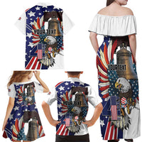 Personalized USA 4th Of July Family Matching Off Shoulder Maxi Dress and Hawaiian Shirt United State Eagle Liberty Bell