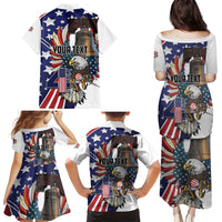 Personalized USA 4th Of July Family Matching Puletasi and Hawaiian Shirt United State Eagle Liberty Bell