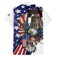 Personalized USA 4th Of July Family Matching Short Sleeve Bodycon Dress and Hawaiian Shirt United State Eagle Liberty Bell