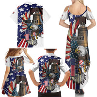 Personalized USA 4th Of July Family Matching Summer Maxi Dress and Hawaiian Shirt United State Eagle Liberty Bell