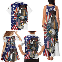 Personalized USA 4th Of July Family Matching Tank Maxi Dress and Hawaiian Shirt United State Eagle Liberty Bell