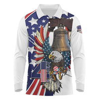 Personalized USA 4th Of July Long Sleeve Polo Shirt United State Eagle Liberty Bell