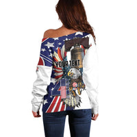 Personalized USA 4th Of July Off Shoulder Sweater United State Eagle Liberty Bell