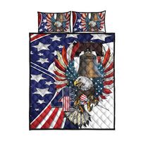 USA 4th Of July Quilt Bed Set United State Eagle Liberty Bell
