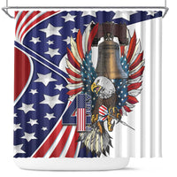USA 4th Of July Shower Curtain United State Eagle Liberty Bell