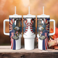 Personalized USA 4th Of July Tumbler With Handle United State Eagle Liberty Bell