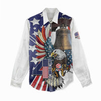 Personalized USA 4th Of July Women Casual Shirt United State Eagle Liberty Bell