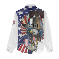 Personalized USA 4th Of July Women Casual Shirt United State Eagle Liberty Bell