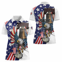 Personalized USA 4th Of July Women Polo Shirt United State Eagle Liberty Bell