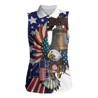 Personalized USA 4th Of July Women Sleeveless Polo Shirt United State Eagle Liberty Bell