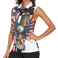 Personalized USA 4th Of July Women Sleeveless Polo Shirt United State Eagle Liberty Bell