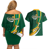 South Africa Rugby Couples Matching Off Shoulder Short Dress and Hawaiian Shirt Springboks Go Champions World Cup 2023 - Wonder Print Shop