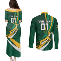 Personalised South Africa Rugby Couples Matching Puletasi Dress and Long Sleeve Button Shirts Springboks Go Champions World Cup 2023 - Wonder Print Shop