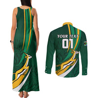 Personalised South Africa Rugby Couples Matching Tank Maxi Dress and Long Sleeve Button Shirts Springboks Go Champions World Cup 2023 - Wonder Print Shop