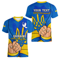 Personalised Ukraine Independence Day Women V Neck T Shirt Ukrainian Trident Special Version - Wonder Print Shop