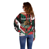 Personalized Viva Mexico Off Shoulder Sweater Happy Independence Day