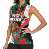 Personalized Viva Mexico Women Sleeveless Polo Shirt Happy Independence Day
