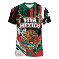 Personalized Viva Mexico Women V-Neck T-Shirt Happy Independence Day