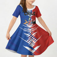 Personalized Chile Flag Map Kid Short Sleeve Dress Happy Independence Day